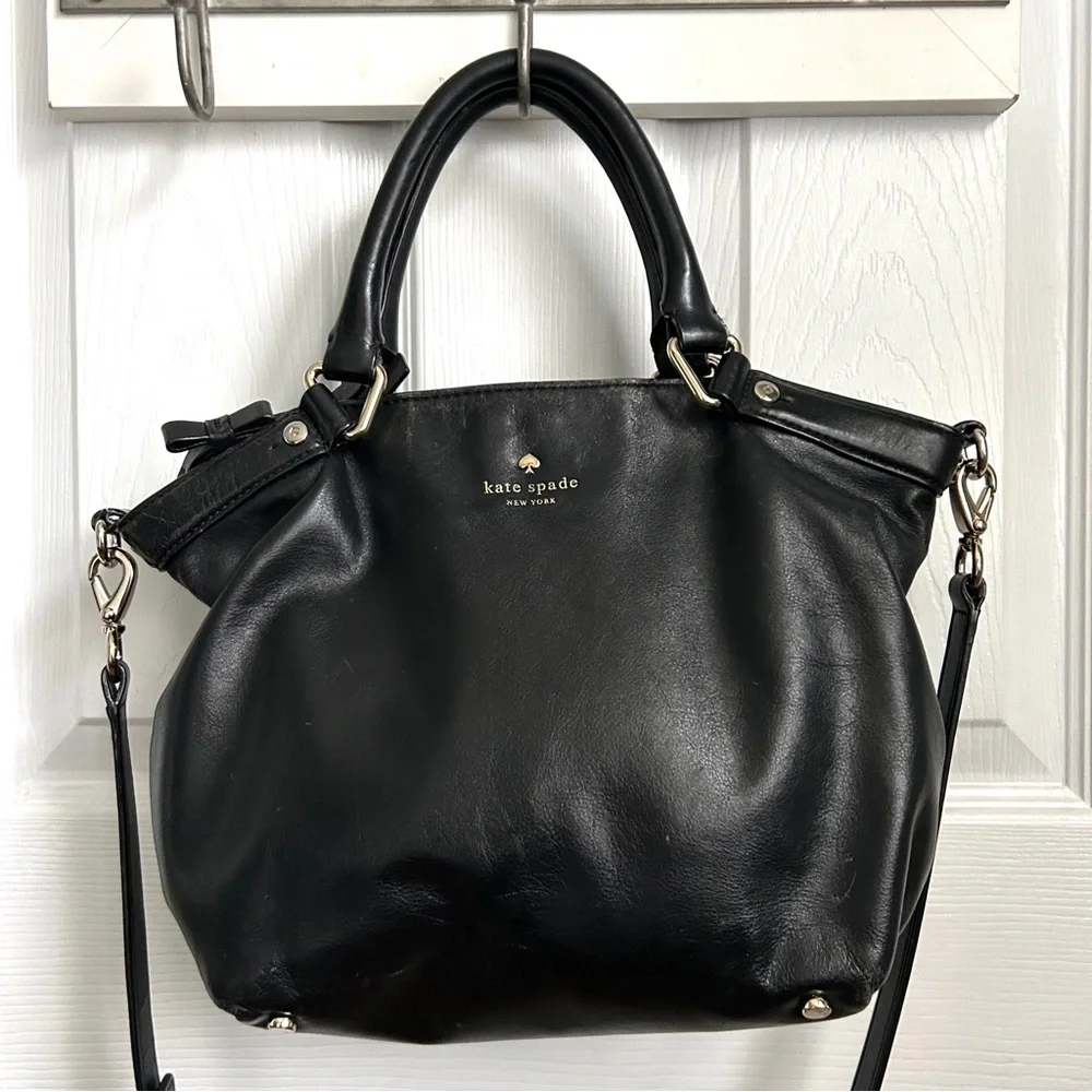 Kate Spade Black Leather Carry-all Shoulder Satchel/Crossbody Bag